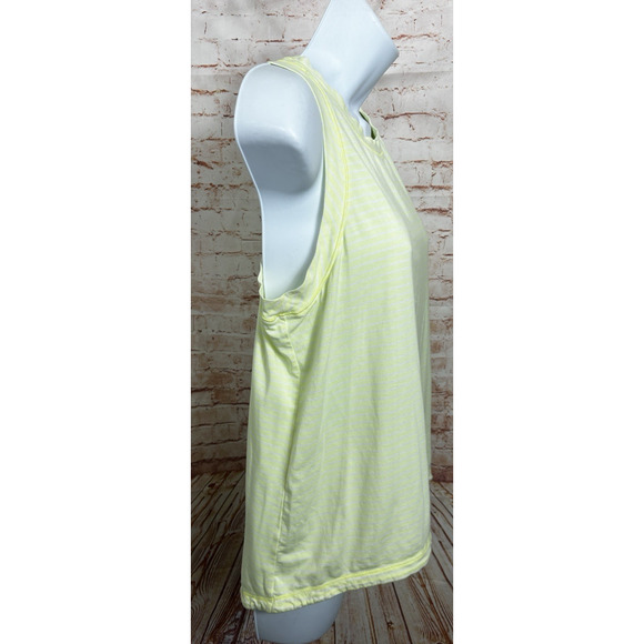 Calia Everyday Muscle Tank Top Sz M Neon Yellow Striped High Neck Shirt - Picture 2 of 6